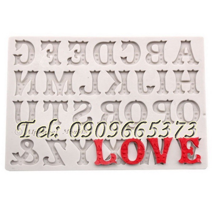 Khuôn 24 chữ cái nghệ thuật - Khuôn silicon làm rau câu, socola - Mã số 406