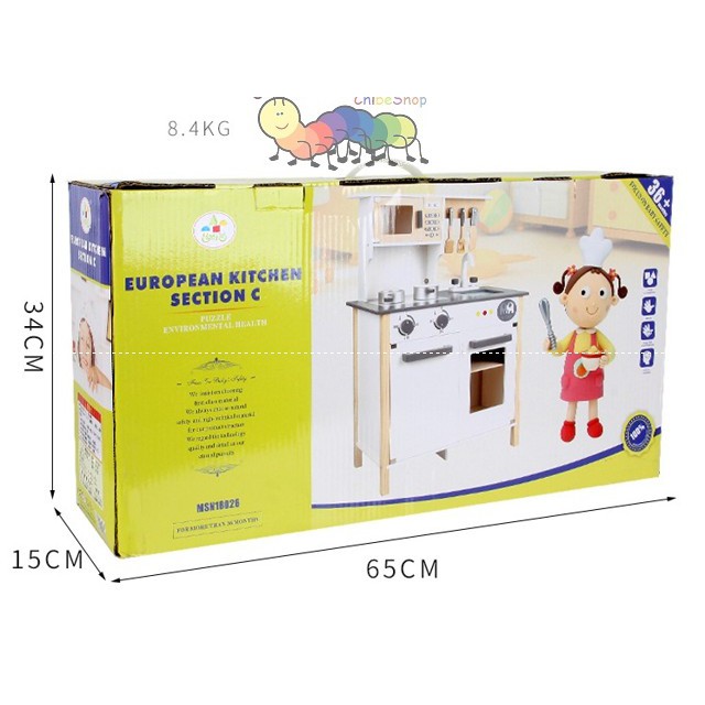 Bộ đồ chơi nhà bếp gỗ cao cấp European Kitchen- Hàng xuất Châu Âu - Đồ chơi nhập vai