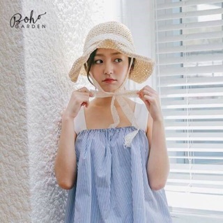 Mũ Nón cói Cột nơ Ren đi biểnTiểu Thư xinh xắn