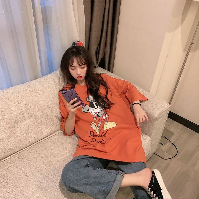 Áo thun tay lỡ Unisex DUCK mickey