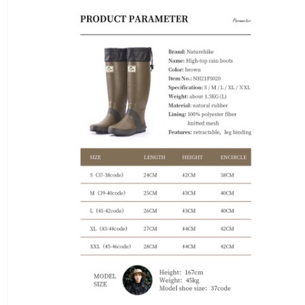 Ủng cao su đi mưa cao cổ chống trơn trượt NatureHike NH21FS020 Chưa Có Đánh Giá 6 Đã Bán