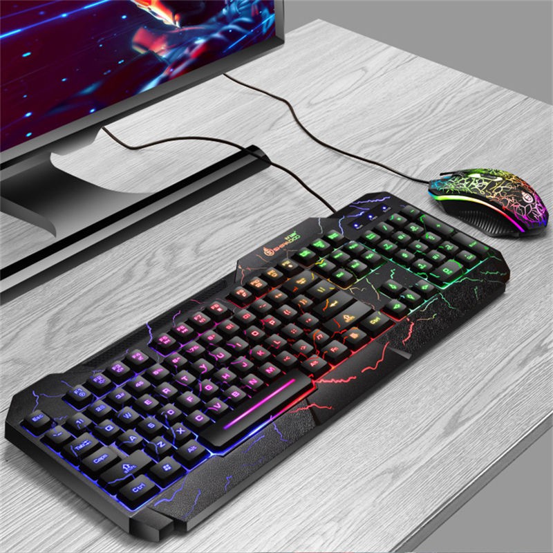 Bộ bàn phím và chuột có dây USB đèn nền máy tính trò chơi gà bên ngoài lol Văn phòng cảm giác robot nhà | BigBuy360 - bigbuy360.vn