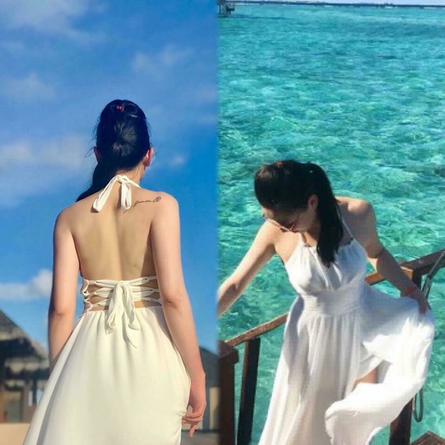 ĐẦM MAXI TRẮNG ĐAN DÂY LƯNG CHÂN VÁY XẺ TÀ MULLET DM3624007 MAXI YẾN