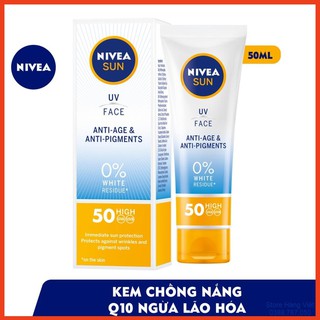 Nivea -  Kem chống nắng giúp ngăn ngừa lão hóa Nivea UV Face Q10 Anti-Pigments SPF50 50ml  - Giá Sỉ