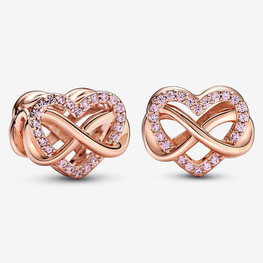 Dây Chuyền Mạ Bạc / Vàng Hồng Đính Hạt Charm Gia Đình Pandora Lấp Lánh