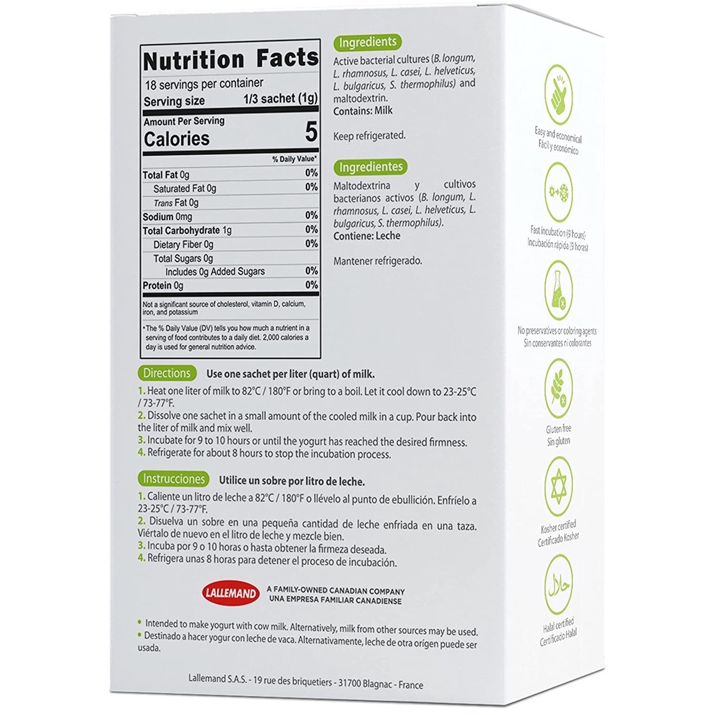 2 loại - Men làm sữa chua Kefir và Probiotic yogourment 18gr