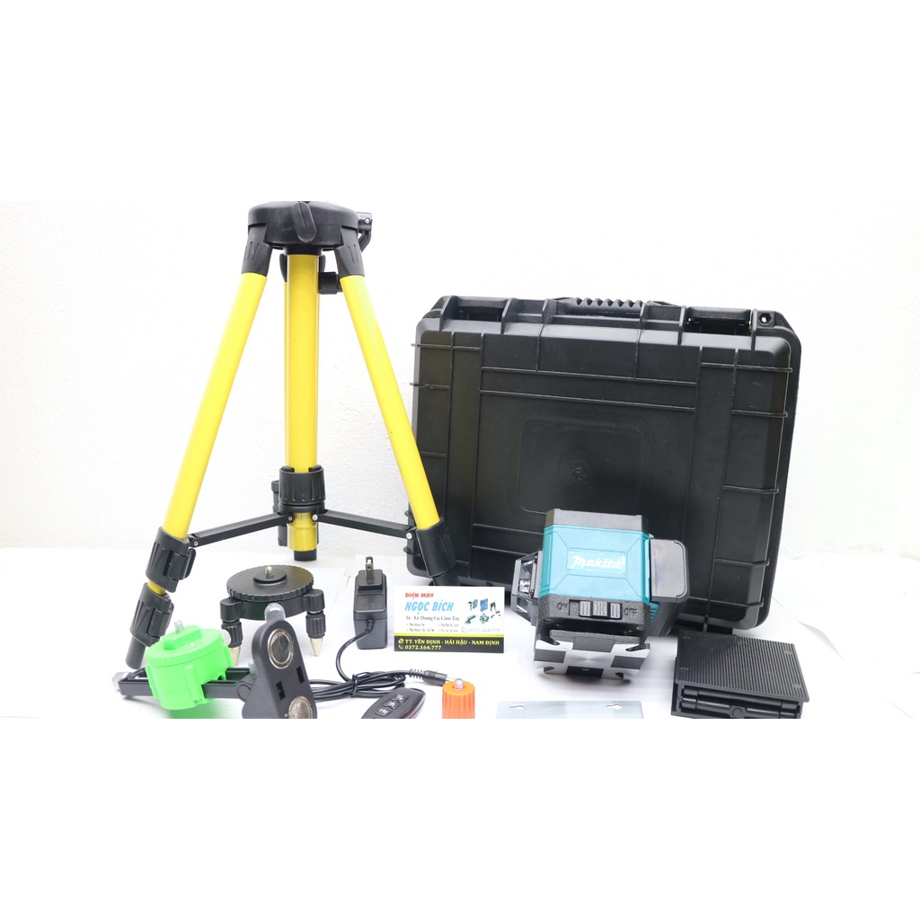 [MÁY 2 PIN] Máy Cân Mực Bắn Cốt Máy Cân Bằng Laser KINGPRO 12 Tia Xanh Laser Có Điều Khiển, Sạc, Chân Đế Máy, Hộp Nhựa