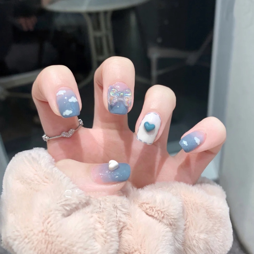 Set 24 Móng Tay Giả Đính Đá Trang Trí Nghệ Thuật