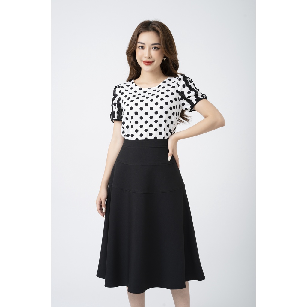 Chân váy nữ dáng xòe công sở thiết kế cạp cao tôn dáng  (Sét bộ cùng áo sơ mi F552195) FIONA F252198