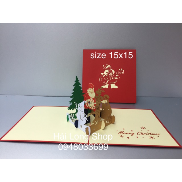 Santa 19  ( chơi đàn ) - Noel - Thiệp 3D