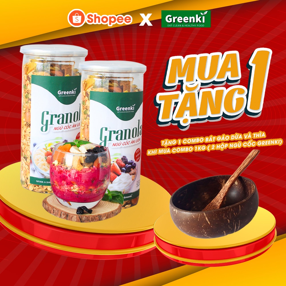 [Mã GROSALE giảm 10% đơn 150K] 1kg/2hộp Ngũ Cốc GreenKi - Giảm Cân, Ăn Kiêng Dinh Dưỡng Buổi Sáng