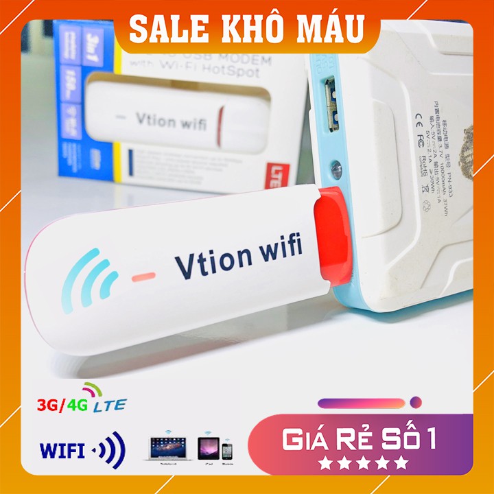 [Sale Duy Nhất 1 Ngày] Dcom USB 3G 4G Wifi VTION Tích Hợp Phát Wifi Tốc Độ Cao, Đa Mạng, Sóng Khỏe, Giá Siêu Rẻ