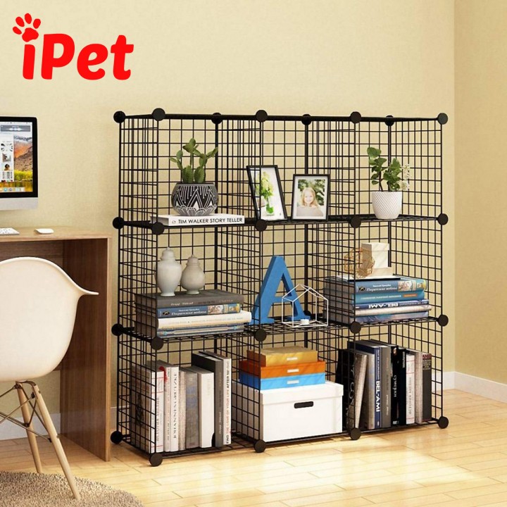 Kệ Tủ Lắp Ghép Lưới Sắt Đa Năng ( TẶNG KÈM CHỐT ) - Combo 9 Ô - iPet Shop