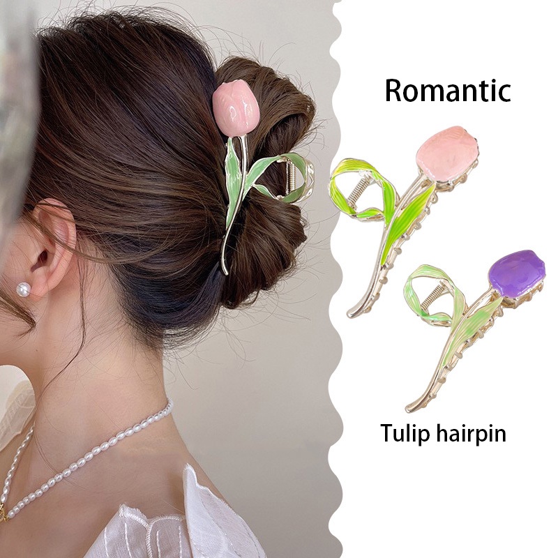 Kẹp Tóc Hình Hoa Tulip Cỡ Lớn Thời Trang Cho Nữ