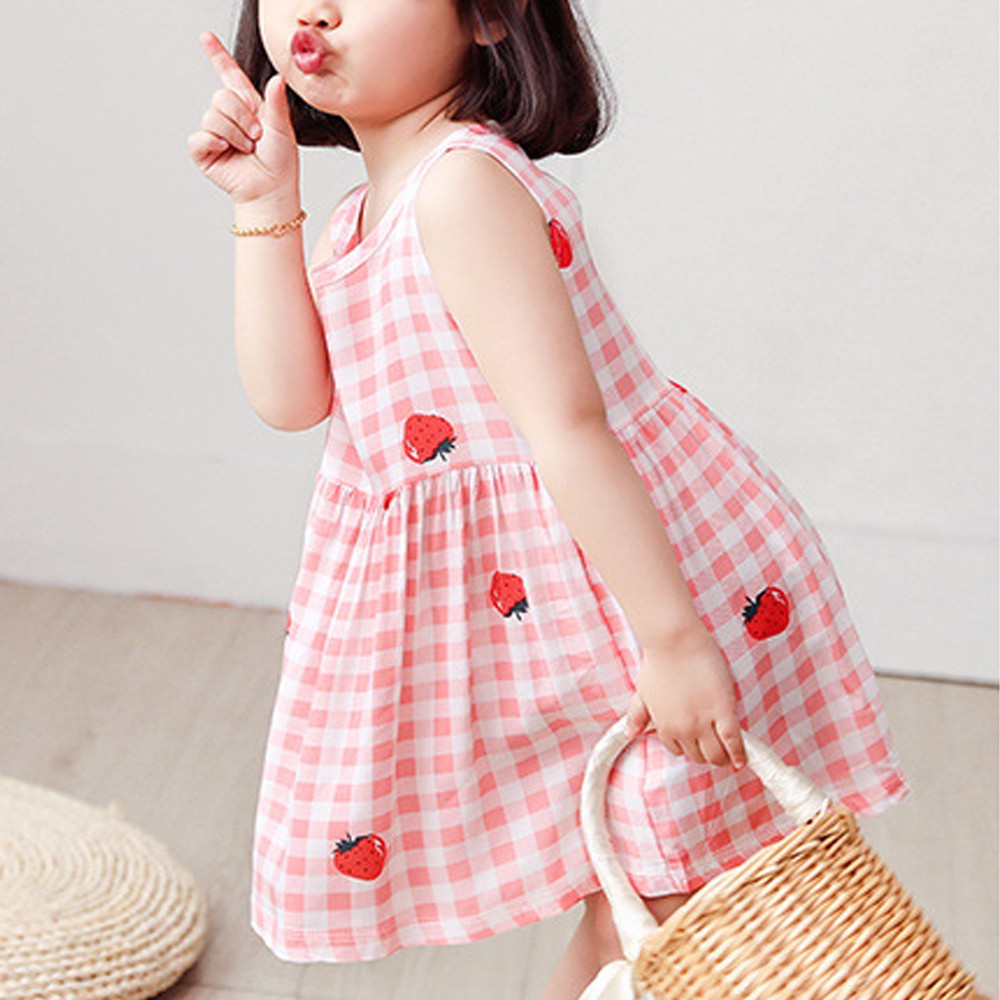 Đầm Bé Gái Cổ Tròn In Hoa