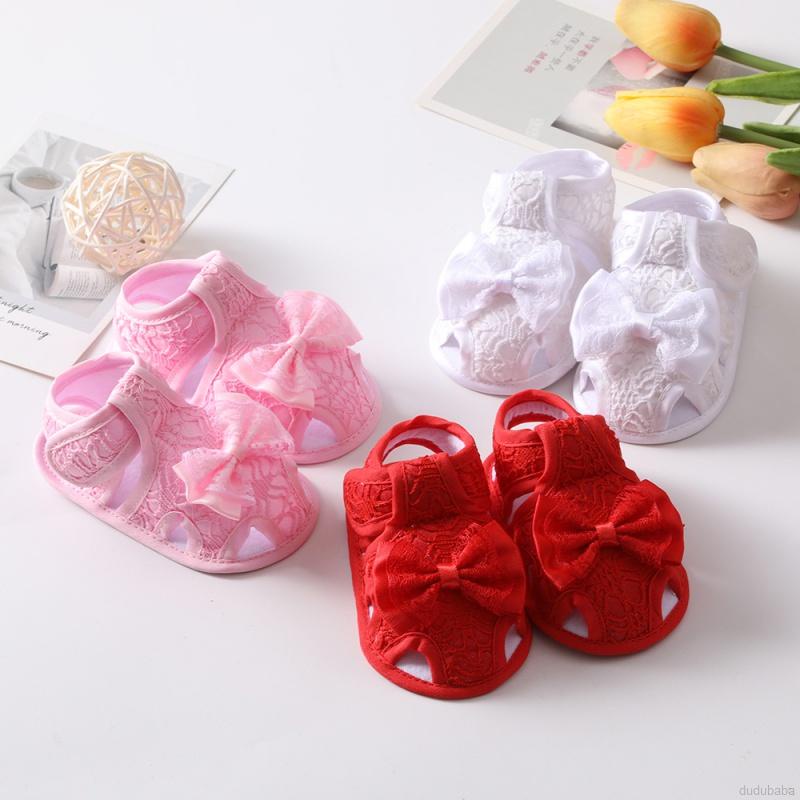 Set 2 món đôi giày công chúa bít mũi đính nơ cho bé gái sơ sinh 0-18 tháng tuổi
