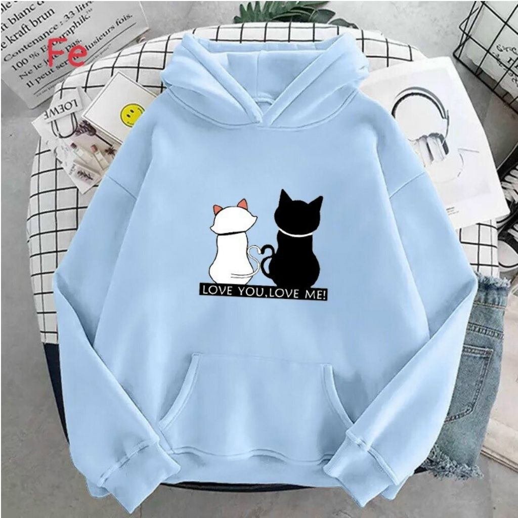 ÁO KHOÁC NỈ UNISEX FORM RỘNG NAM NỮ IN CẶP MÈO SIÊU ĐẸP ÁO KHOÁC HOODIE LOCAL BRAND