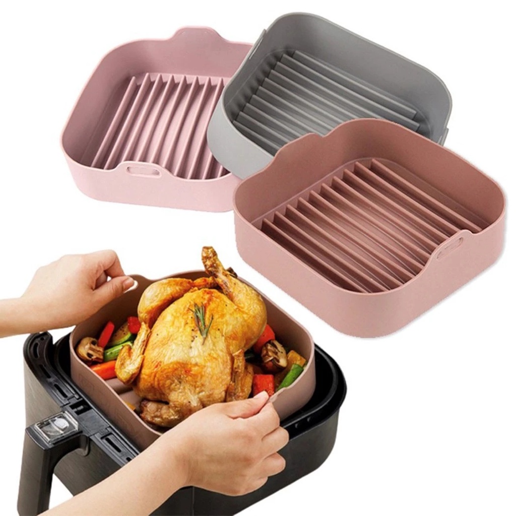 Khay Silicone dành cho nồi chiên không dầu và lò vi sóng dụng cụ làm bánh, Khay chiên, khay nướng bánh