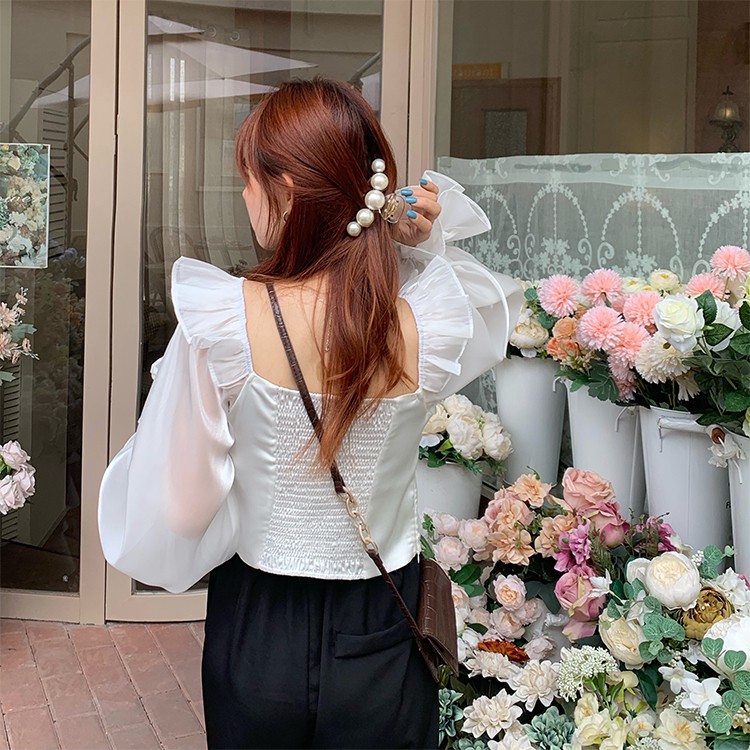 Áo Nữ Tay Dài Cổ Vuông Thời Trang Quyến Rũ Nữ Tính