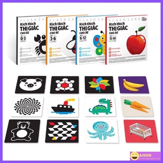 Bộ thẻ Flashcard kích thích thị giác cho bé 0-36 tháng giúp phát triển não bộ tăng khả năng nhận biết AhihiKids