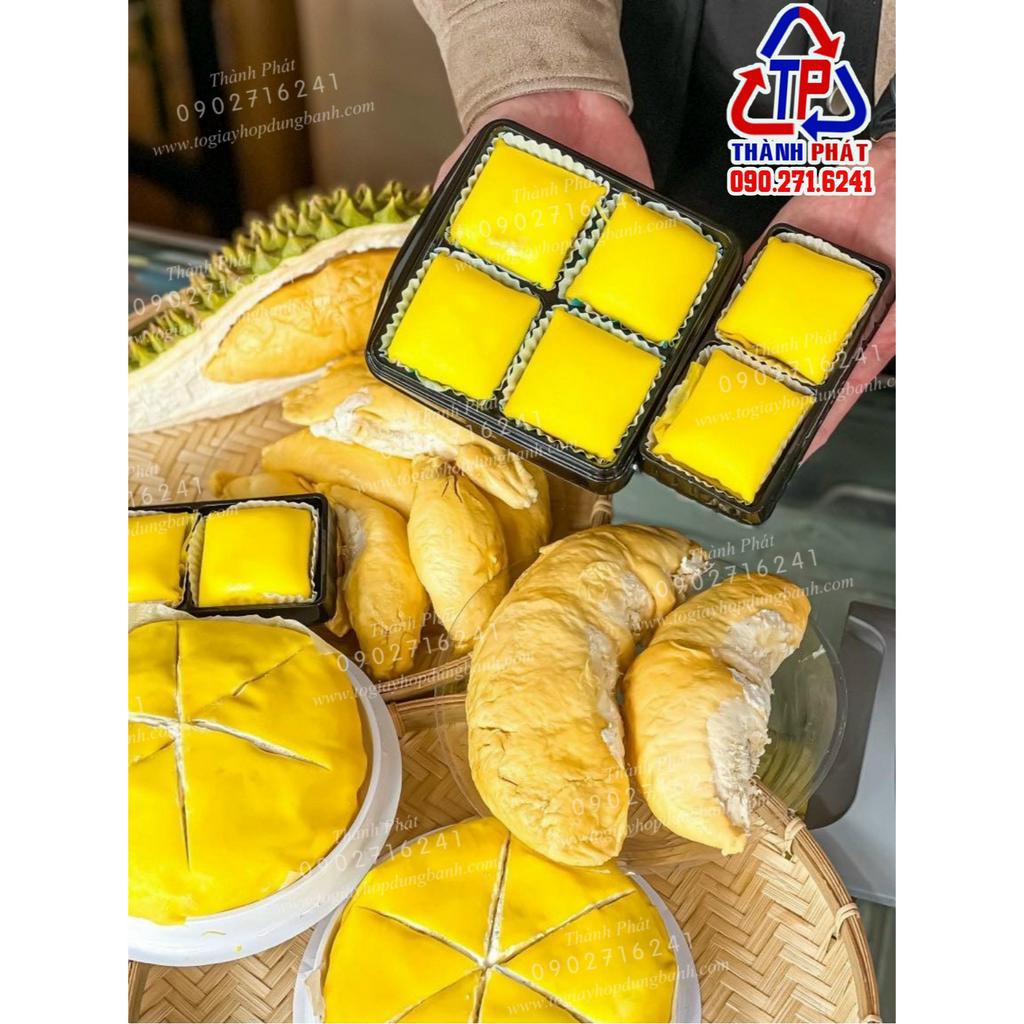 100 Hộp 4 ngăn đen đựng bánh crepe sầu riêng - đựng 4 bánh trung thu 50g - 75g