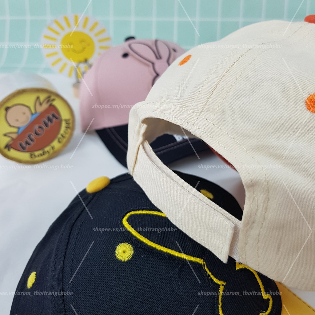 Mũ lưỡi trai trẻ em thêu chữ dễ thương nón kết hình thỏ cho bé trai, bé gái 2 đến 5 tuổi