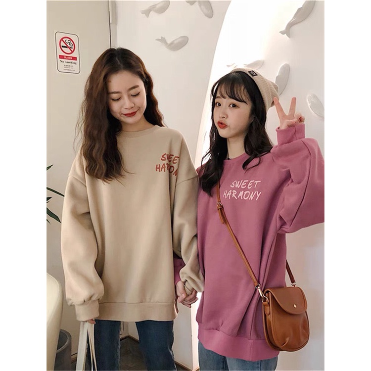 (Ảnh Thật+ Clip)Áo Sweater Nữ Tay Dài Dáng Rộng Nhiều Màu Ép Nhiệt Phong Cách Hàn Quốc Cá Tính Với 4 Màu Lựa Chọn | BigBuy360 - bigbuy360.vn
