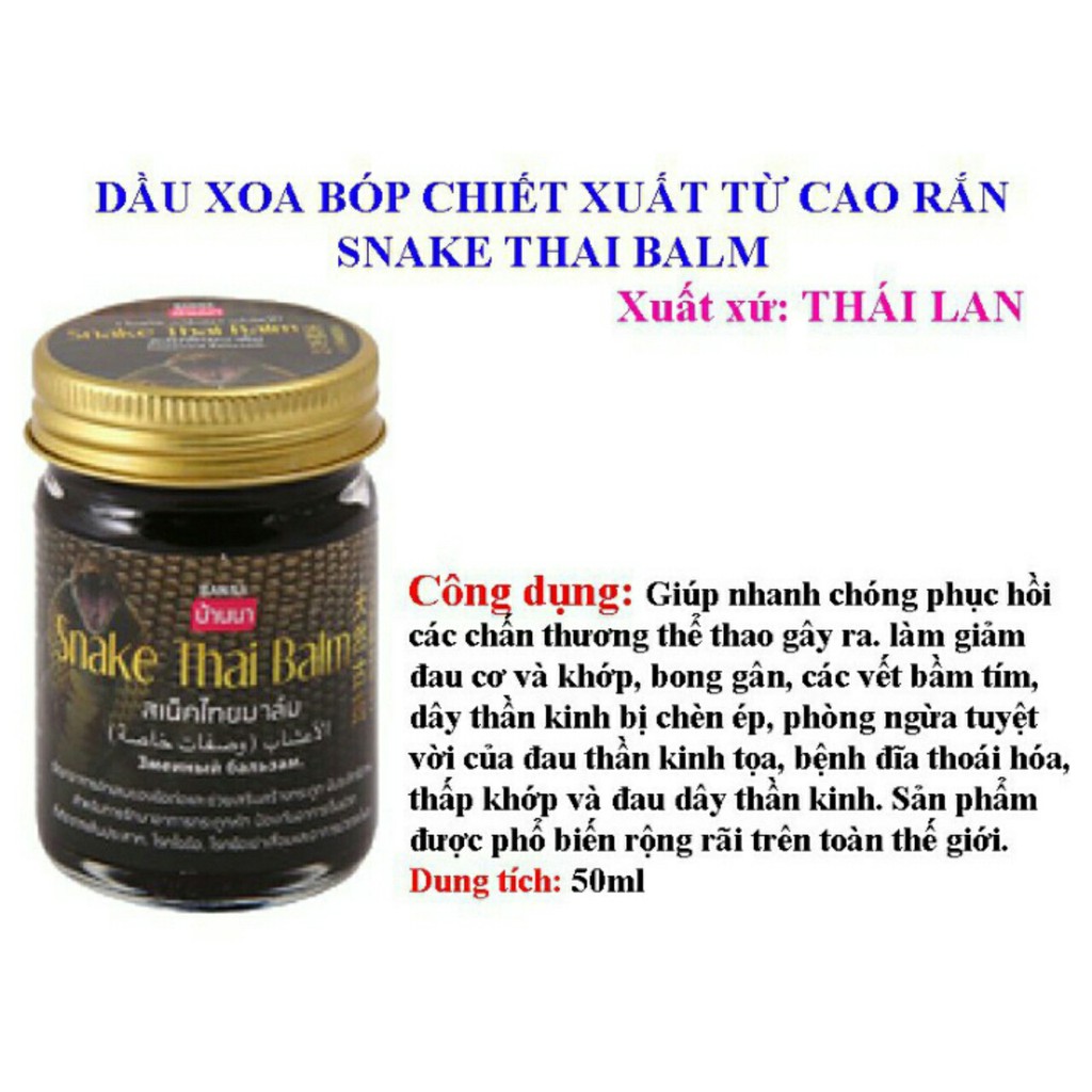 Dầu Cù Là Cao Rắn-Hổ-Bò Cap Thái Lan