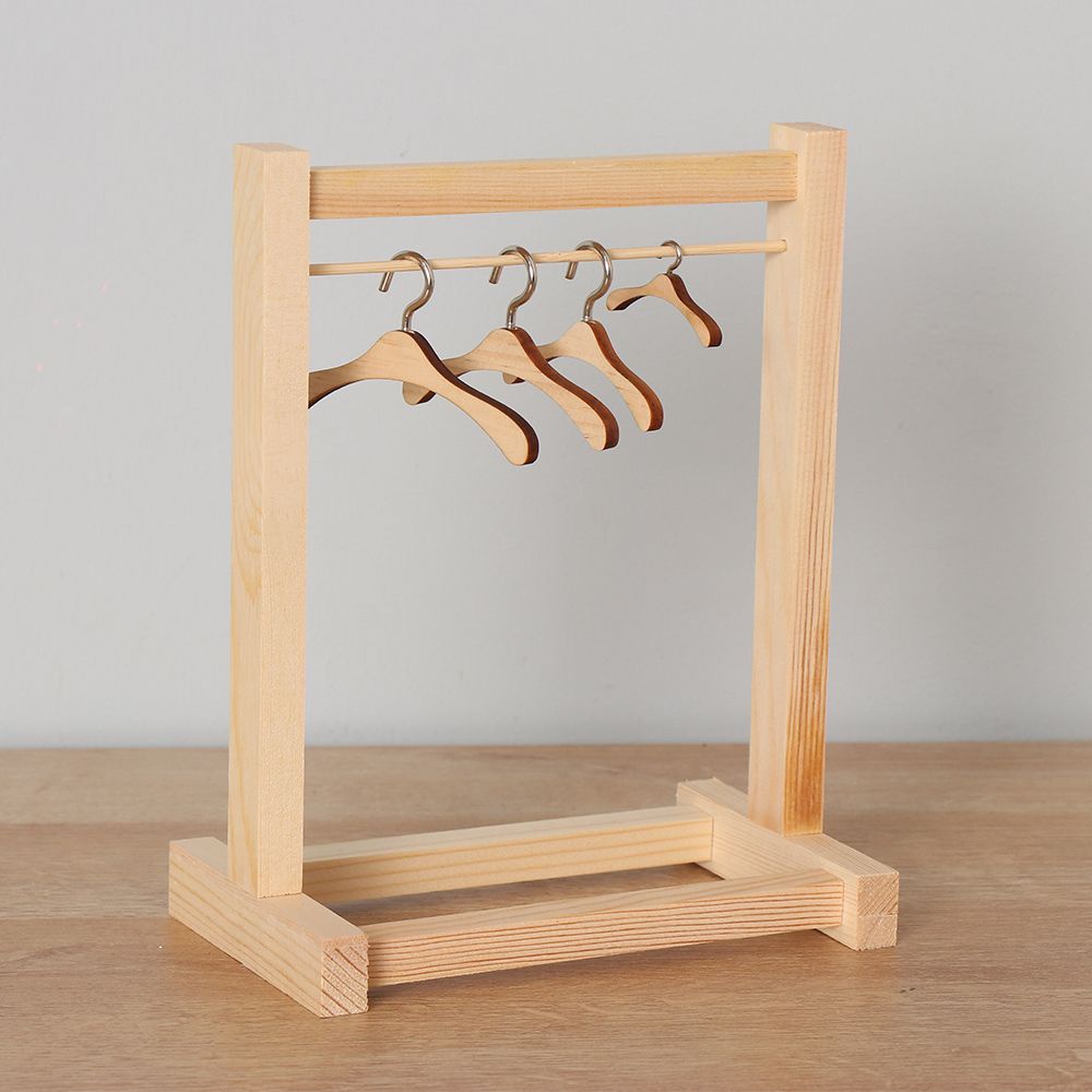 Móc Treo Quần Áo Búp Bê Bằng Gỗ Giá Đỡ