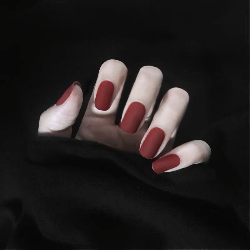 Bộ 24 móng tay giả Nail Nina hoạ tiết màu mận chín mã 482【Tặng kèm dụng cụ lắp】