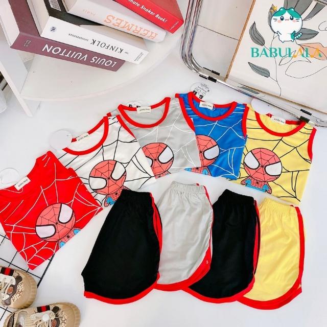 Bộ Ba Lỗ Minky Mom Chính Hãng Hình Siêu Nhân Người Nhện Cho Bé-Đồ Bộ Bé Trai 1 2 3 4 5 Tuổi Vải Thun Lạnh-BABULALA BL04