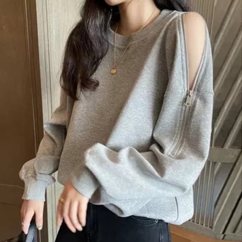 Áo len tay dài cổ tròn form rộng kiểu dáng hợp thời trang