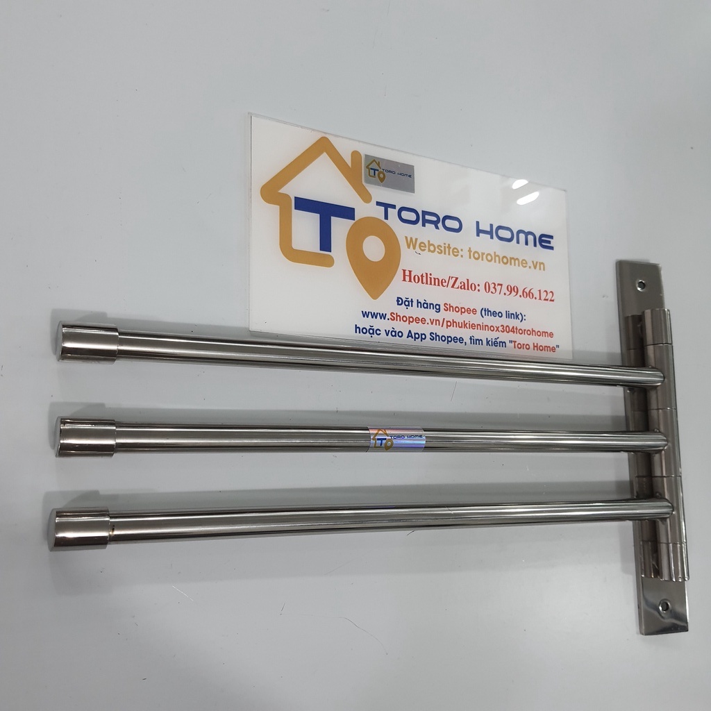 Thanh treo khăn inox 304 loại 3 chia BC-3 Toro Home, Cam kết chất liệu inox Chuẩn 304