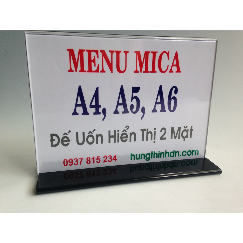 Menu mica thực đơn, bảng mica A4  để bàn 2 mặt - loại tốt