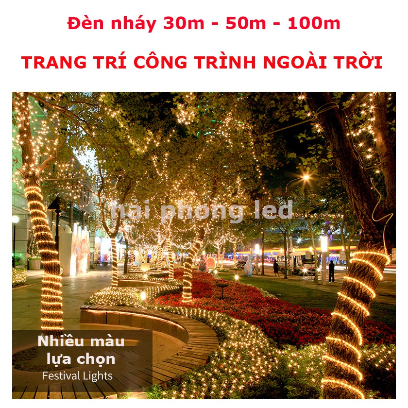 Đèn Nháy Đèn Led 100m 50m 30m Dây Trắng Trang Trí Ngoài Trời Trang Trí Noel Cây Thông Trang Trí Sự Kiện Ngoài Trời