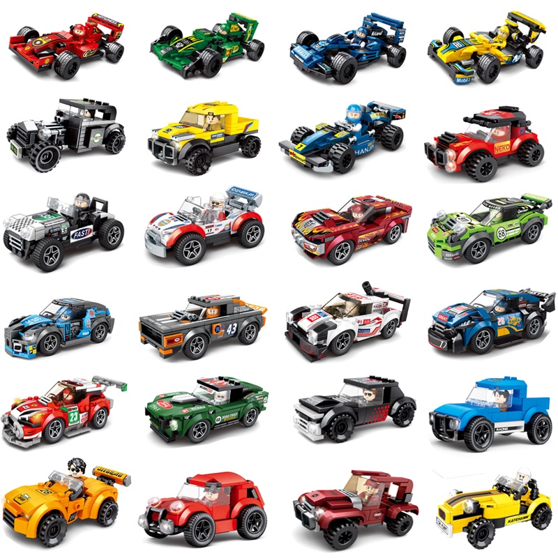 Đồ chơi Lego lắp ráp xe đua, xe ô tô đa dạng màu sắc, Bộ xếp hình cao cấp cho bé phát triển tư duy-TENET