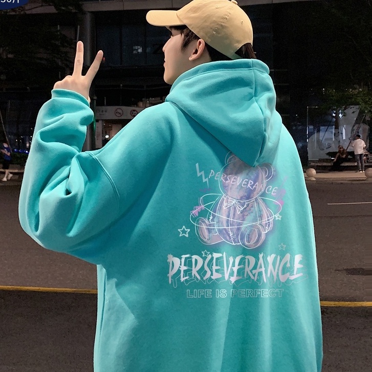 Áo Hoodie Trơn Basic Xám Chì Ulzzang gấu cổ điển in Unisex Form Rộng (Ảnh thật)