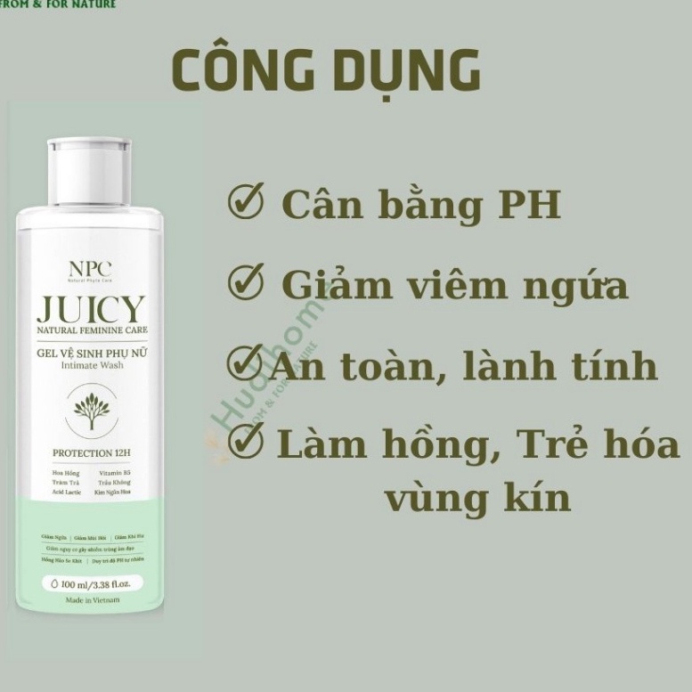 Dung dịch, Gel vệ sinh phụ nữ Juicy giảm ngứa ngáy, khử mùi, làm hồng và trẻ hóa vùng kín 100mL, 200mL