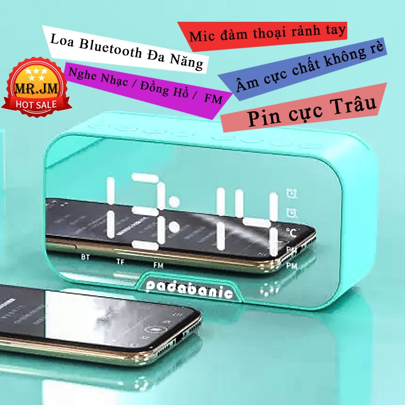 Loa Bluetooth Padabanic D88E Âm Lượng Lớn Pin Trâu 1400mAh Đọc Thẻ Nhớ TF Kiêm Đồng Hồ Đồng Hồ Báo Thức Đài FM