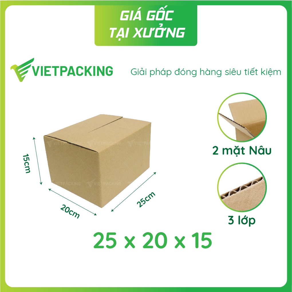 25x20x15 - 25 hộp carton đóng hàng siêu đẹp, giấy cứng V143