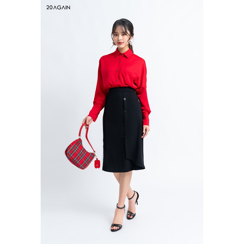 Chân váy midi tà bung đính cúc JDA0993 20 AGAIN | BigBuy360 - bigbuy360.vn
