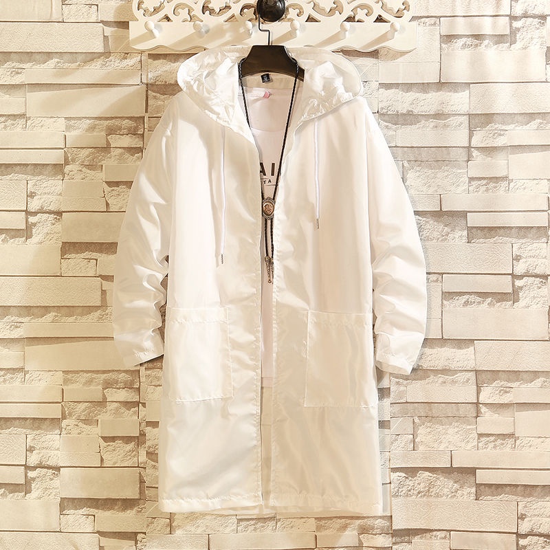 Áo Khoác Gió Dài Trung Bình Có Mũ Trùm Chống Nắng Bảo Vệ An Toàn Mùa Hè Cho Nam Sinh