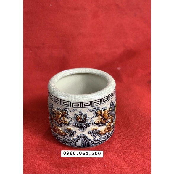 Bát Hương Men Rạn Đắp Nổi Bát Tràng