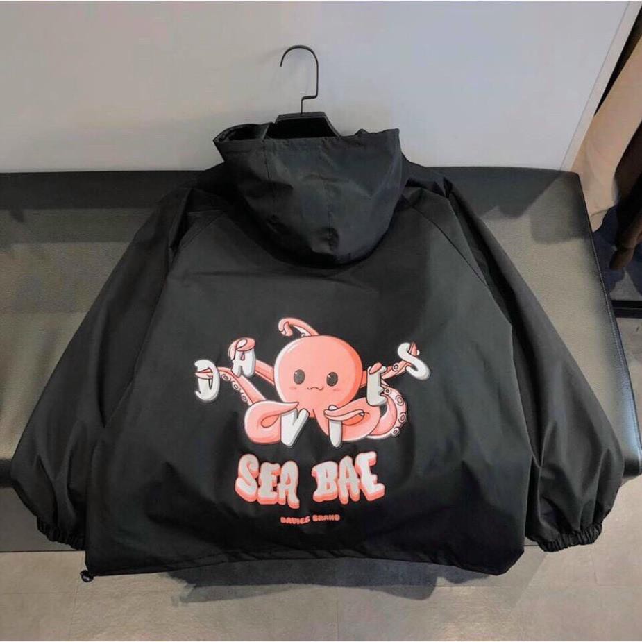 Áo khoác dù in hình SEA BAE dành cho nam nữ cho cặp đôi có 2 màu, jacket form rộng phông cách unisex XUKA SHOP