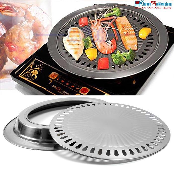 (𝗚𝗶𝗮́ 𝗦𝗶̉) Vỉ Nướng Men 2 Lớp Inox Chống Dính Tiện Dụng - Vĩ tròn 2 lớp