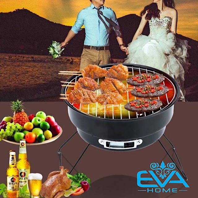 Bếp Nướng Than Hoa Tròn Có Chân Bếp Cao Portable Barbecue