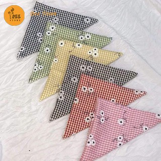 Vải may scrunchies, khăn bandana, khăn turban họa tiết hoa cúc cành nhiều màu