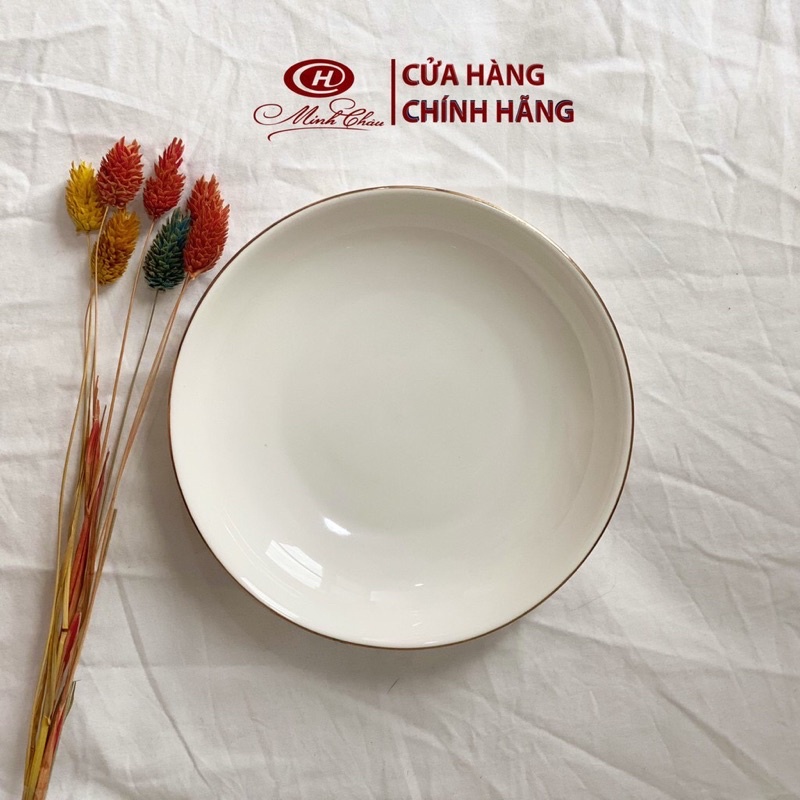 ĐĨA VIỀN VÀNG 12k Thương Hiệu MINH CHÂU - Sứ xương không chì