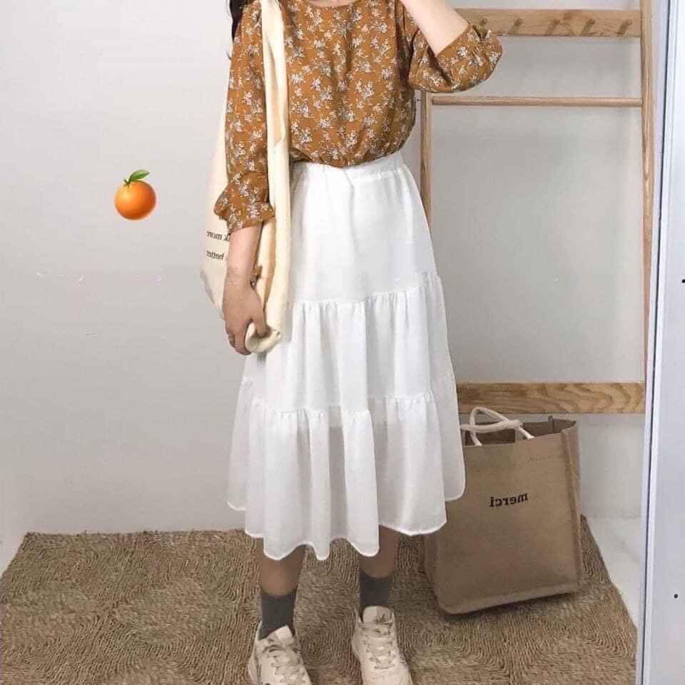 Chân Váy Nữ KA Closet kiểu dáng Vintage 2 lớp Siêu Xinh 2 màu Đen Trắng phong cách bánh bèo | BigBuy360 - bigbuy360.vn