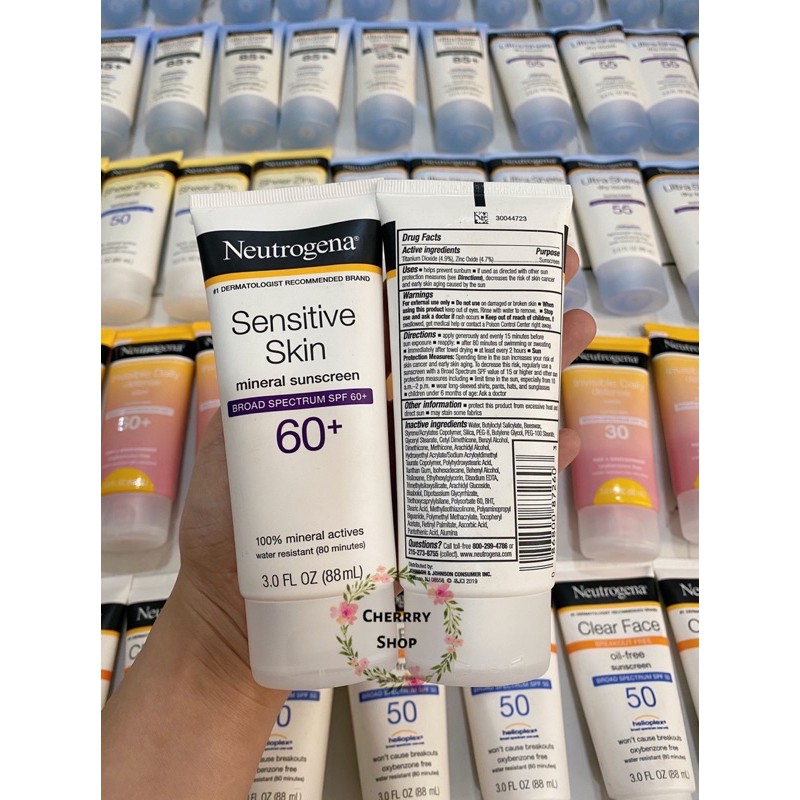[Thanh Lý] Kem chống nắng dành cho da nhạy cảm Neutrogena Sensitive Skin Sunscreen Lotion SPF 60 (88ml)